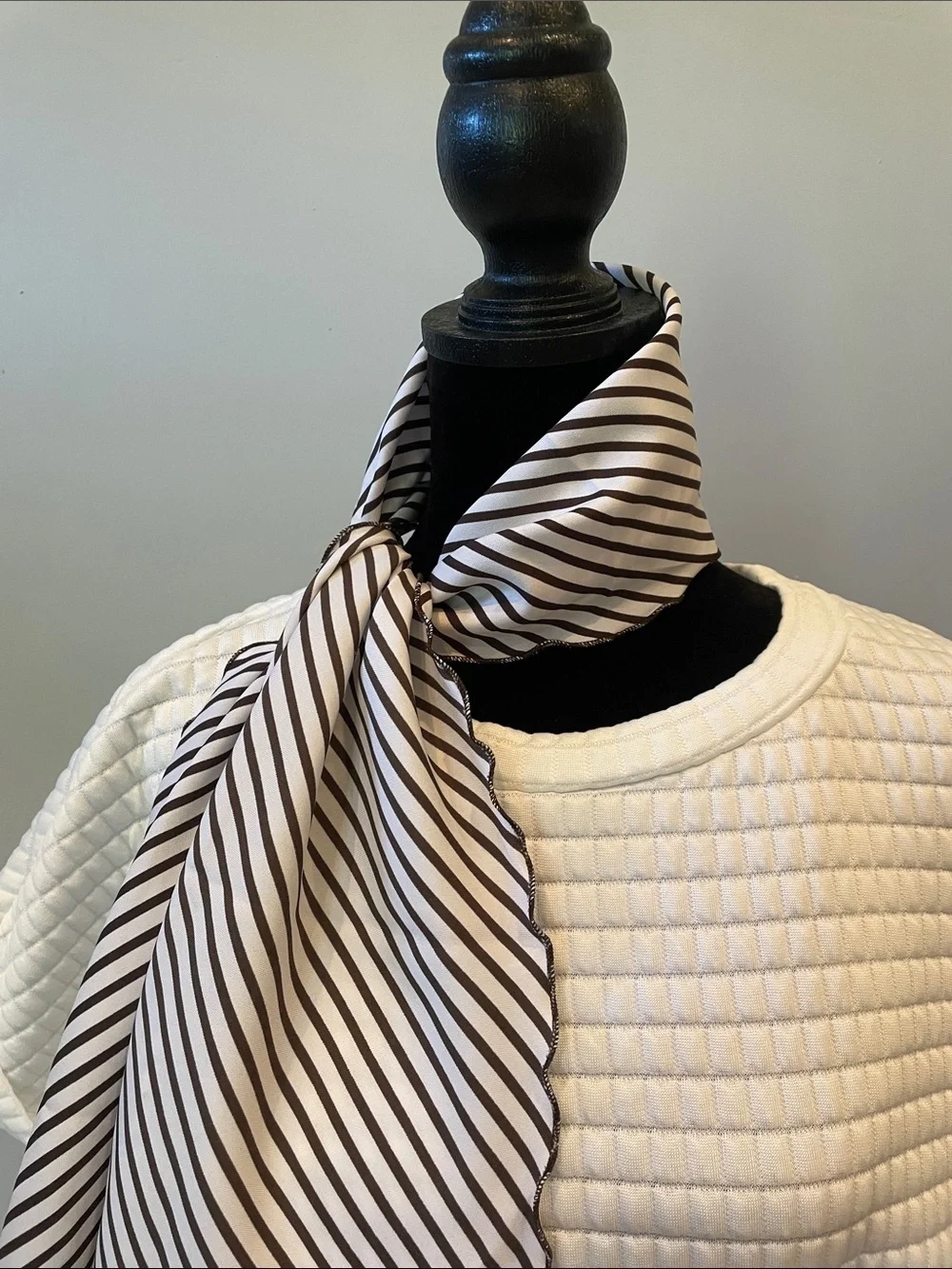 Striped Brown  and White vintage Scarf